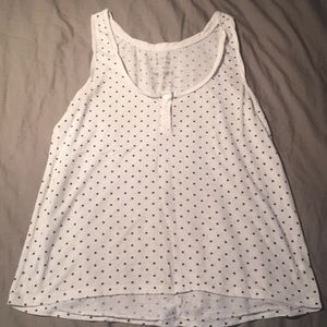 White and navy blue polka dot tank